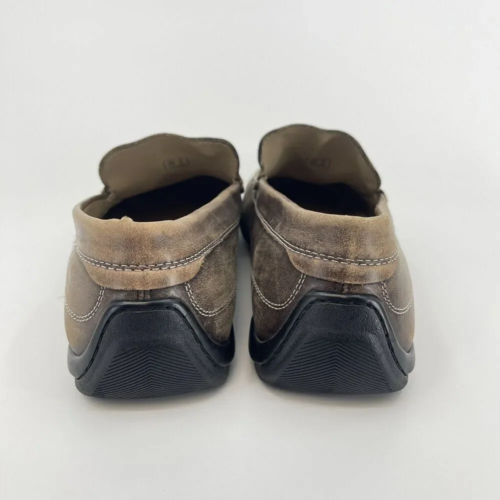 Ecco Men's 9 - 9.5 Brown Leather Driving Loafers Slip On Shoes EU Size 43